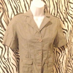 SALE! Early 2000s Aero short sleeve green/khaki button up blazer